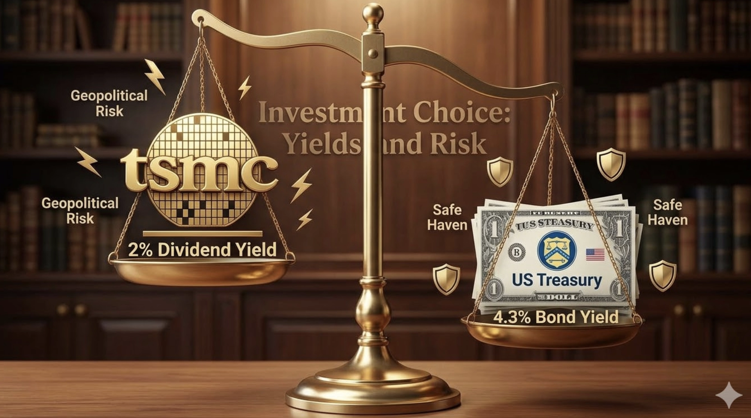 【收益率對比圖】台積電 vs. 美債 4.3%