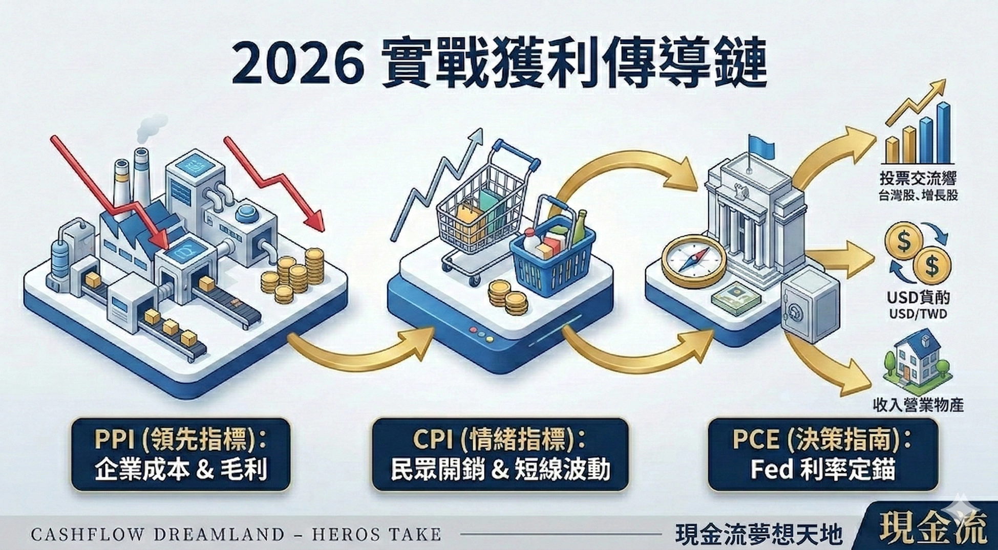 2026 投資攻略：PPI CPI PCE 差異與台美股房地產實戰獲利傳導鏈圖解